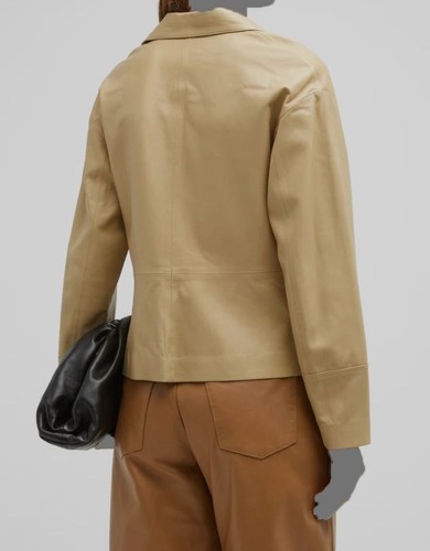 Pre-owned Vince $995  Women's Beige Leather Popover Long Sleeve Shirt Blouse Top Size Xs