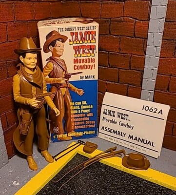 Vintage LOUIS MARX 1960s Western JAMIE WEST Movable Cowboy Figurine & Box