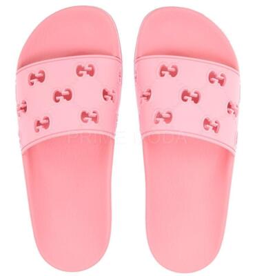 НОВЫЕ ПЛЯЖНЫЕ САНДАЛИИ GUCCI GG PINK RUBBER SLIDE 42/US 12 С RFID-КОДОМ АУТЕНТИФИКАЦИИ