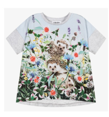 EUC Girl's Molo T Shirt Top size 116 6 Years  flowers hedgehog CUTE!!!!