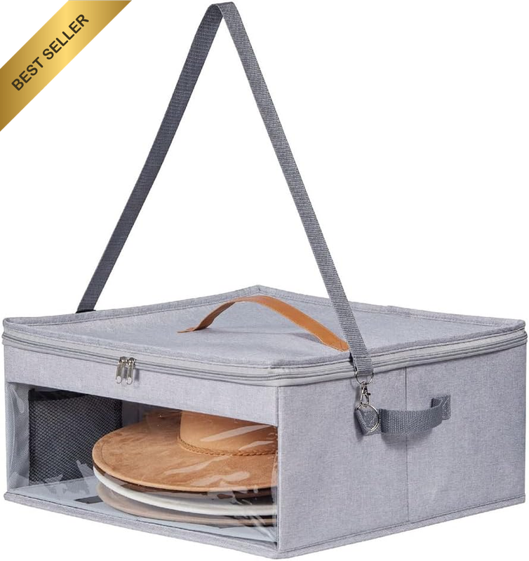 Hat Storage Box with Lid, Clothes and Hat Storage Box, Stackable Wardrobe Organi