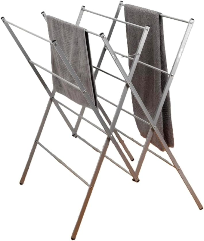 Powder Coated Steel W Shape Clothes Airer, Foldable Indoor Outdoor Laundry Dryin