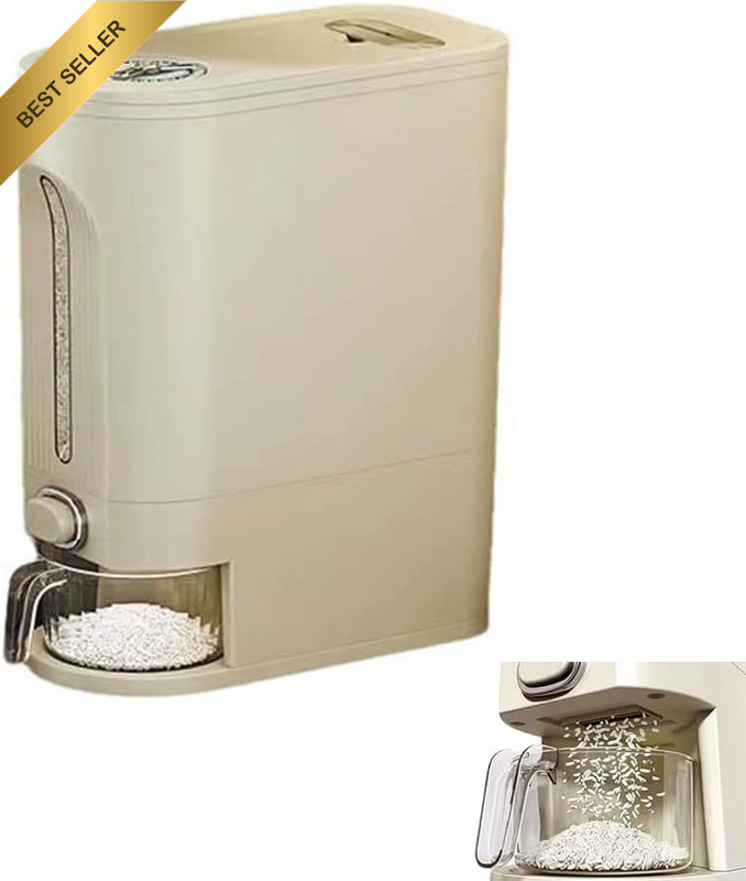 Rice Dispenser, Large Cereal Dry Food Storage Containers with Measuring Cup and