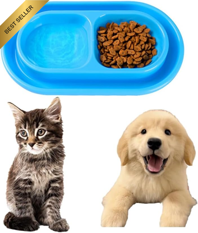 1 Pcs Dog Pet Cat Bowl,Double Bowls Set,Pet Dog Cat Food Water Feeding Double An