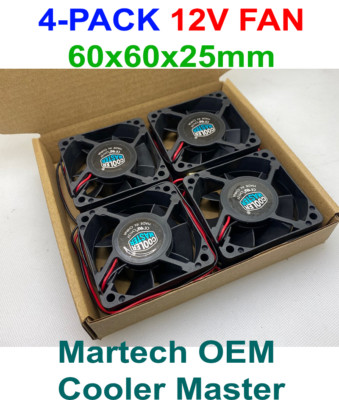 4-PCS Cooler Master OEM Martech 60x60x25mm Large Airflow Fan 12V 0.24A XHP-2PIN