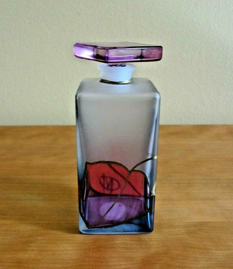 VTG Puntoarte Art Glass Perfume Bottle with Stopper Clear Frosted Signed