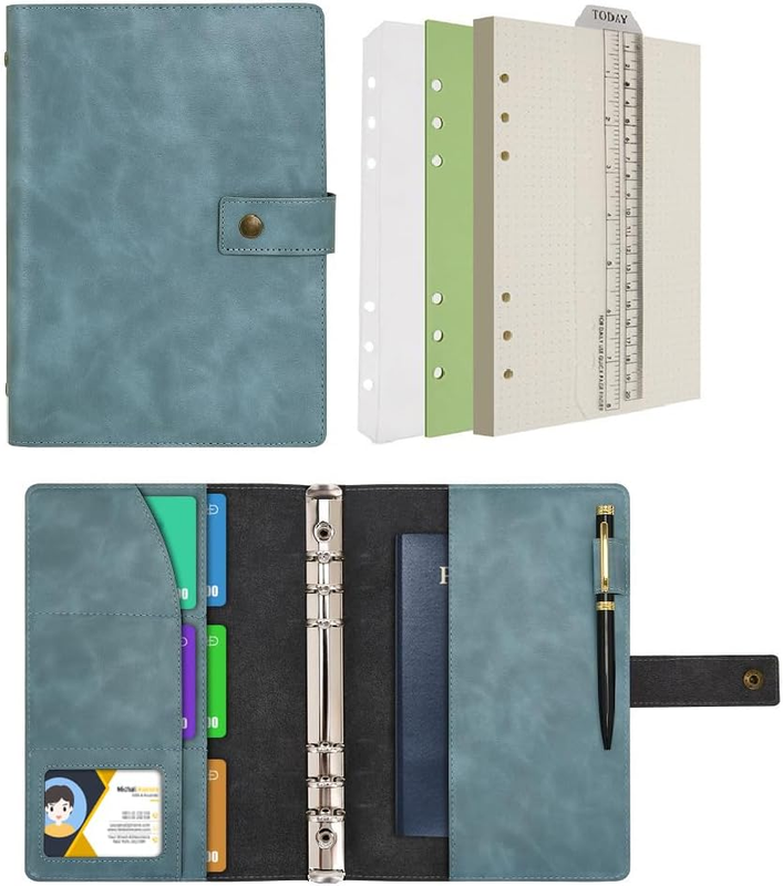Leather Journal Refillable Notebook Spiral Diary Binder Portfolio - A5 Dot Grid