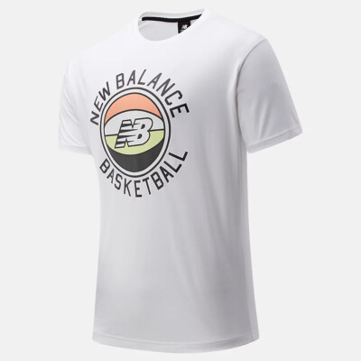 

New Balance First Light SS Баскетбольная футболка мужская белая спортивная футболка, Белый, New Balance First Light SS Basketball T-Shirt