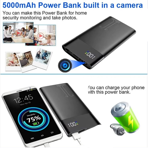 Mini Hidden Camera HD 1080P 10000mAh Power Bank Mini Security Wireless Nanny Cam