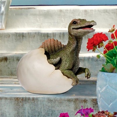 QM2824700 - Prehistoric Spinosaurus Dinosaur Egg Hatchling Garden Statue