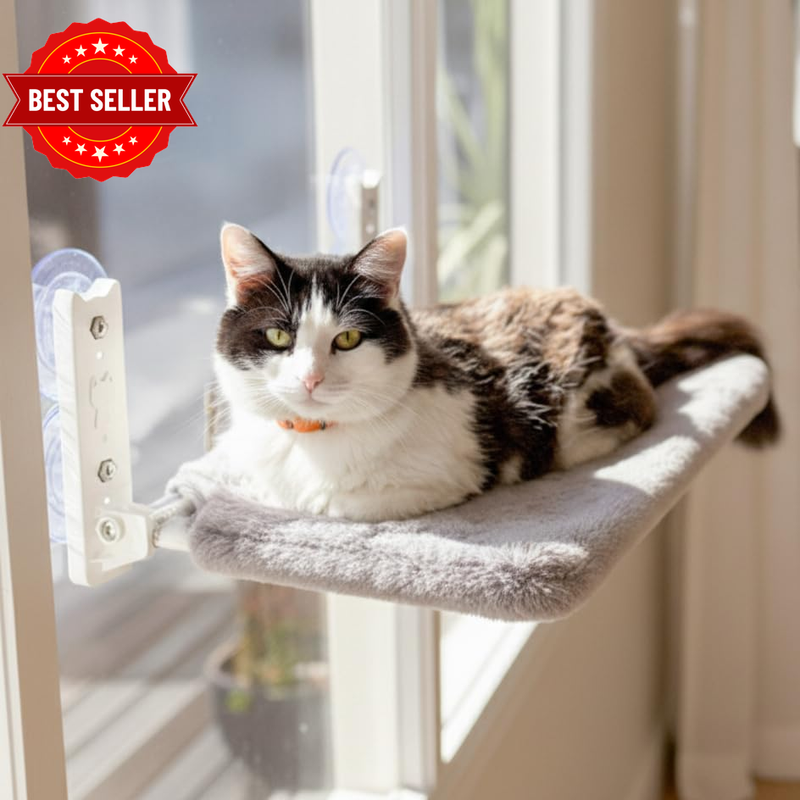 Cat Hammock Foldable Window Perch Bed - Cordless Window Bed Hammock. XL Cordless