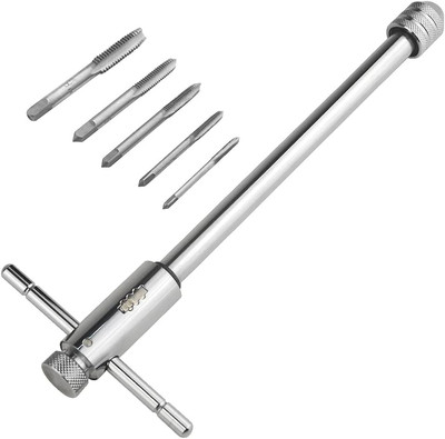 Adjustable Ratchet Wheel Hand Tap Wrench Holder Reversible Bothway T-Handle Manu