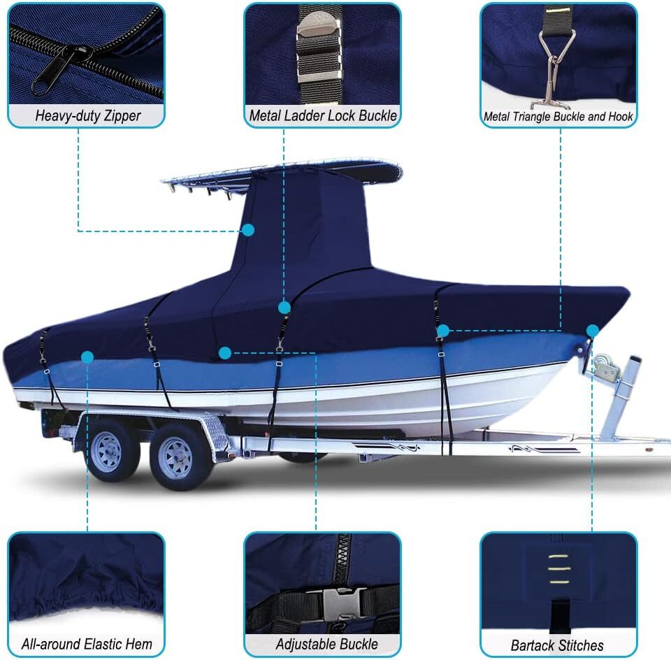 900D Heavy Duty Center Console T-Top Roof Boat Cover Waterproof Storage