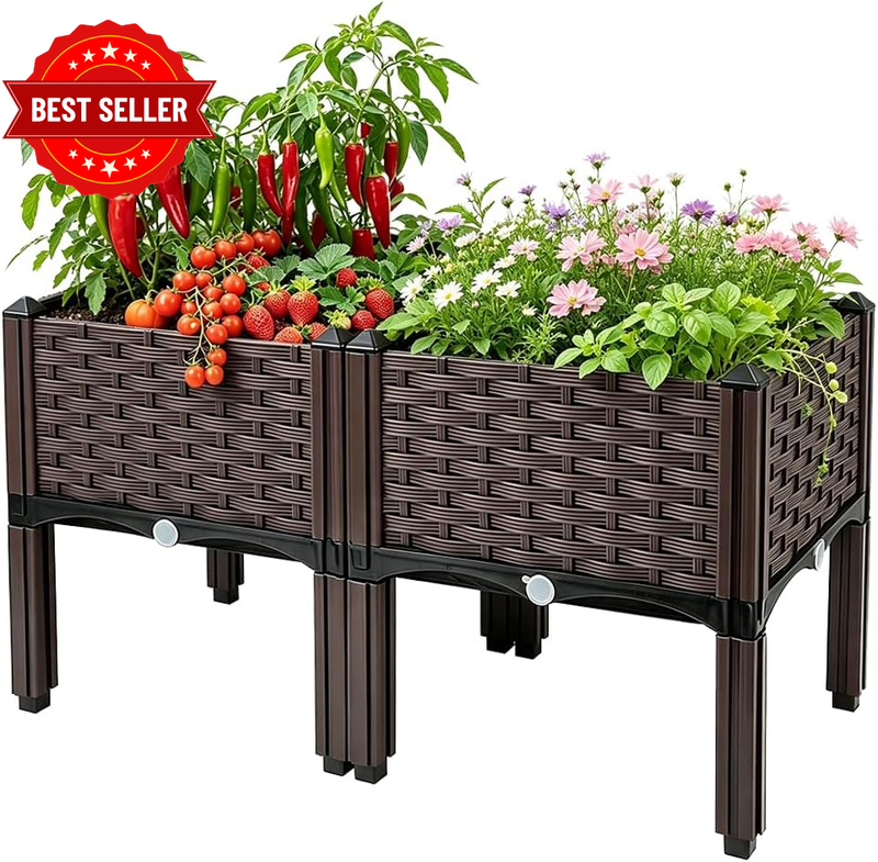 2 PCS Raised Garden Beds, Vegetable Planting Lawn Pot, Planter Box