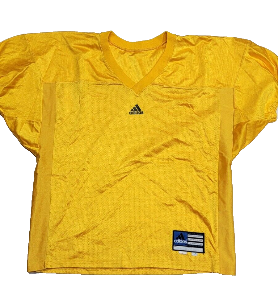 Vintage Adidas V-Neck Yellow Football Short-Sleeve Stretch