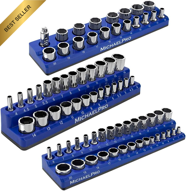 3Pcs Magnetic Socket Organizer Set, 1/4