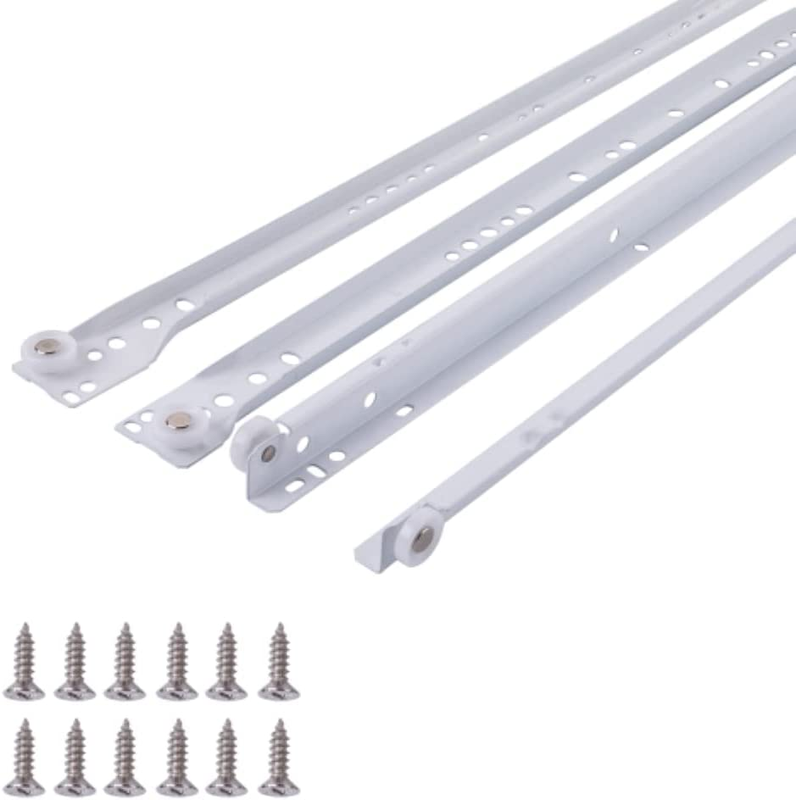 16" Bottom-Mount Drawer Slide Kit, Steel Tracks, 1.2 Mm Thick, 1-Pair, White Pow