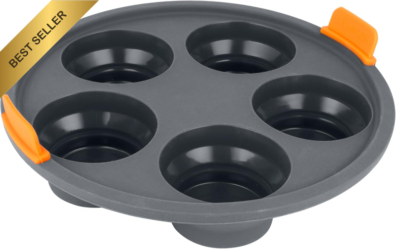 Silicone Collapsible round 5 Cup Muffin Air Fryer Insert, 21 X 4Cm, Grey