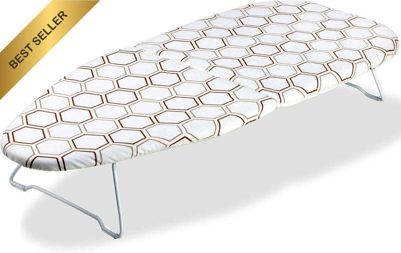 Small Tabletop Ironing Board with Mesh Base Cotton Cover and Hanging Hook