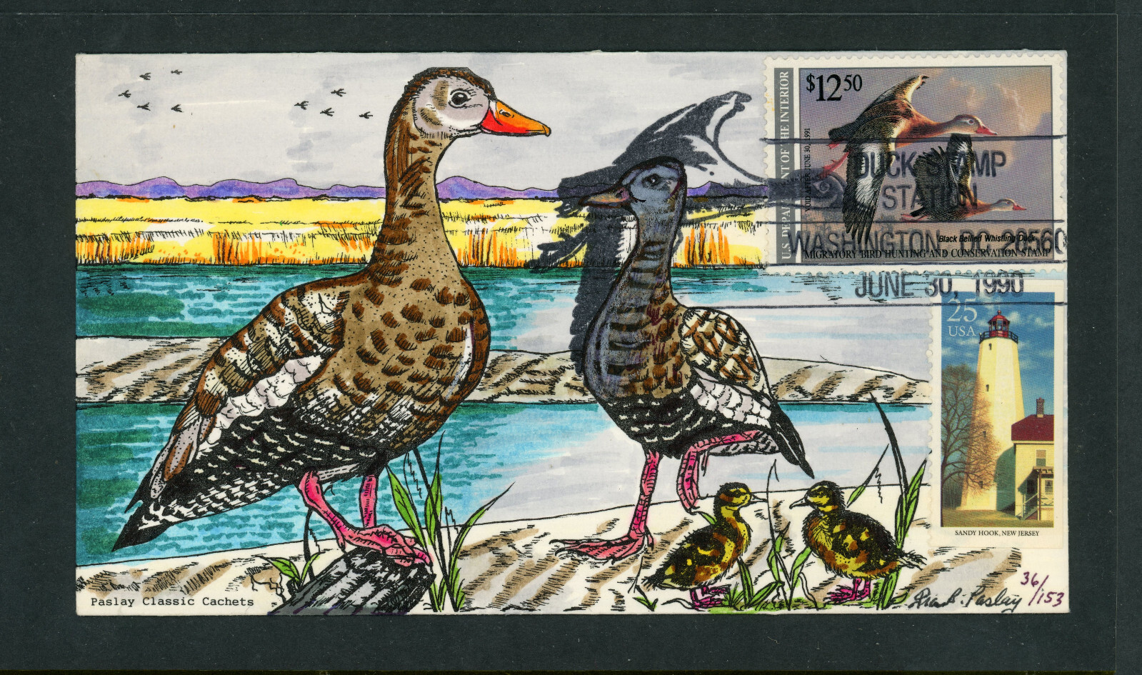 1990 FDC Scott # RW56 Paslay Hand Painted Cachet VF Cover