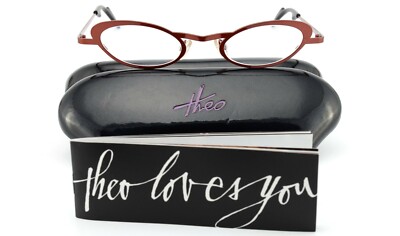 THEO BELGIUM Brille Mod Cuba Libre 97 Oval Frame Metal Orange Shine Crazy Cat