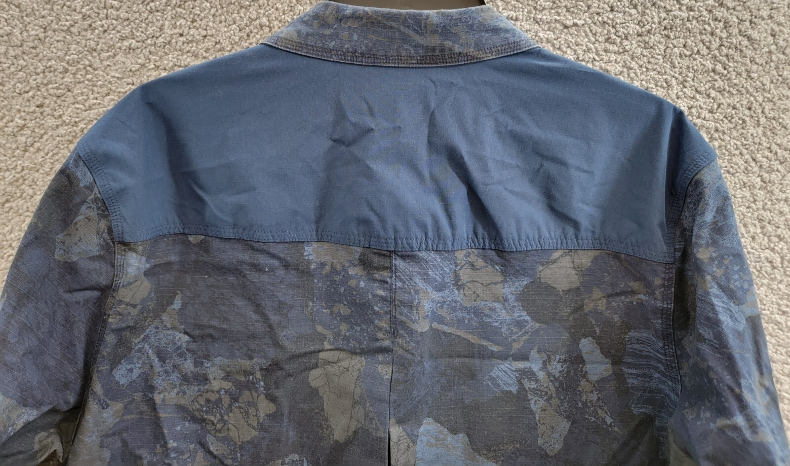 Bass Outdoor Ripstop Utility Shacket Men's L Navy Blazer Rock Camo Snap Closure - Picture 14 of 19