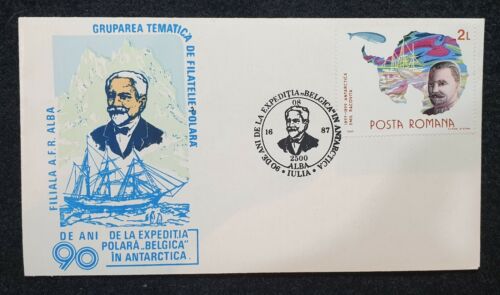 90 years since Belgian polar expedition - Antarctica Romania philatelic envelope