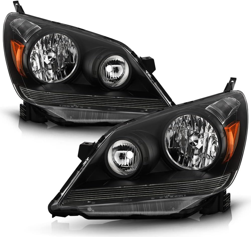 Headlights Black Housing Driver Passenger Side for 2005-2010 Honda Odyssey