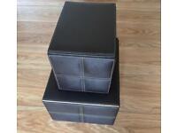 Leather storage boxes for games/ DVDs/ CDs etc. plus matching stand