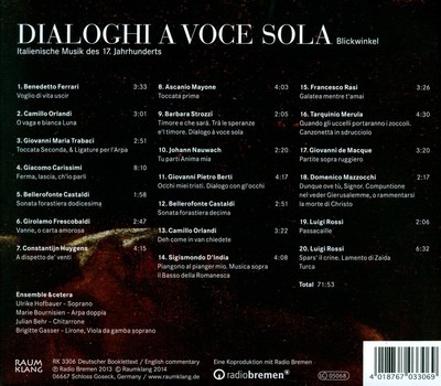 ULRIKE HOFBAUER / ENSEMBLE &CETERA DIALOGHI A VOCE SOLA NEW CD