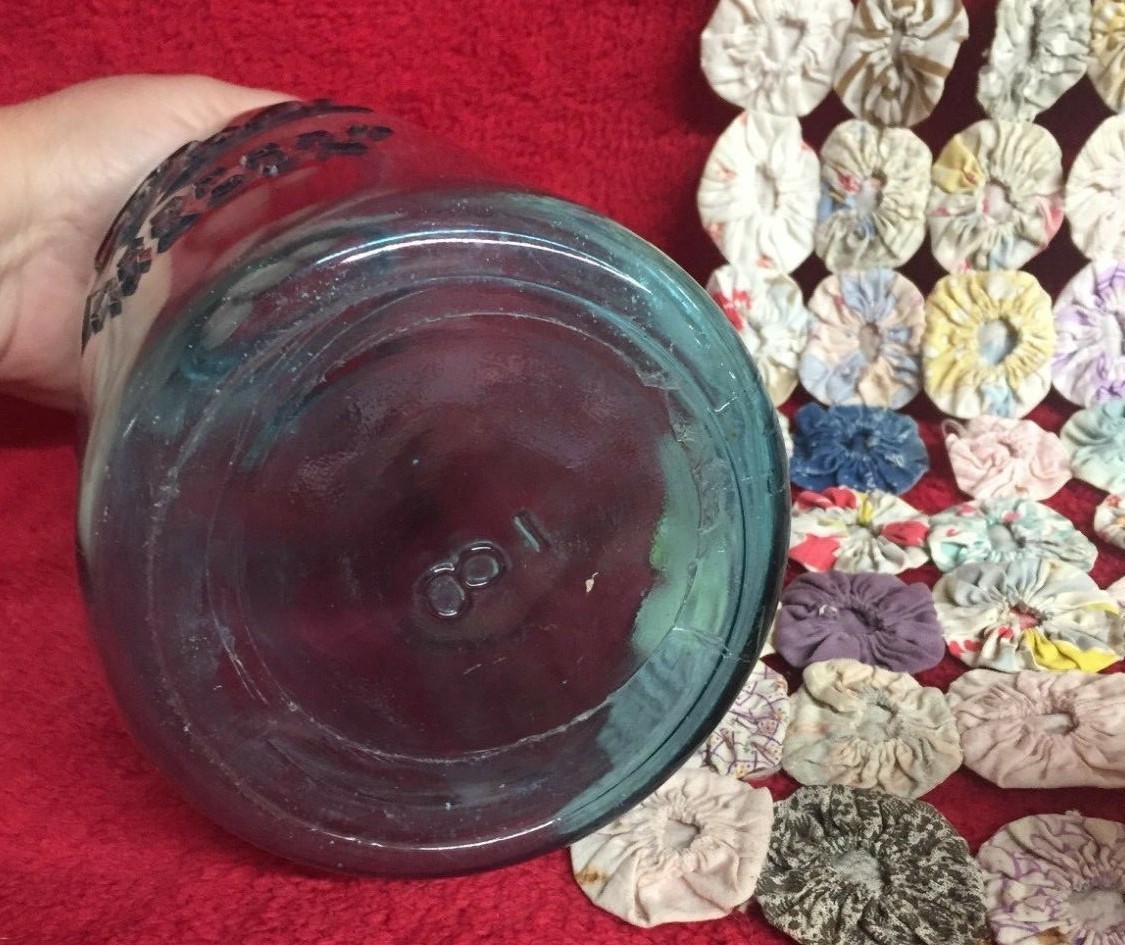 Vintage Half Gallon Blue Perfect Mason Jar Ball Small Mouth Embossed Design
