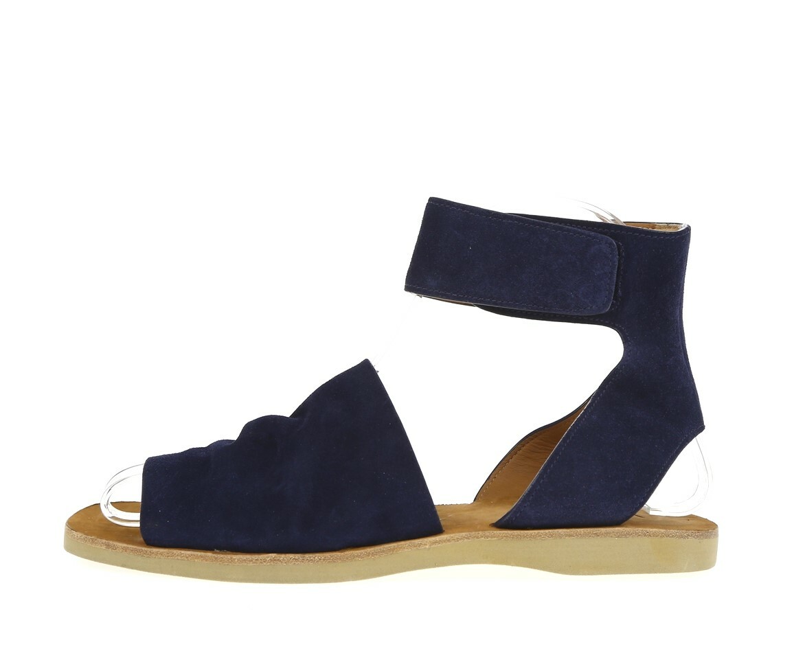 Womens Vince Navy Blue Suede Ankle Strap Flat Sandals Size 5.5 Medium New
