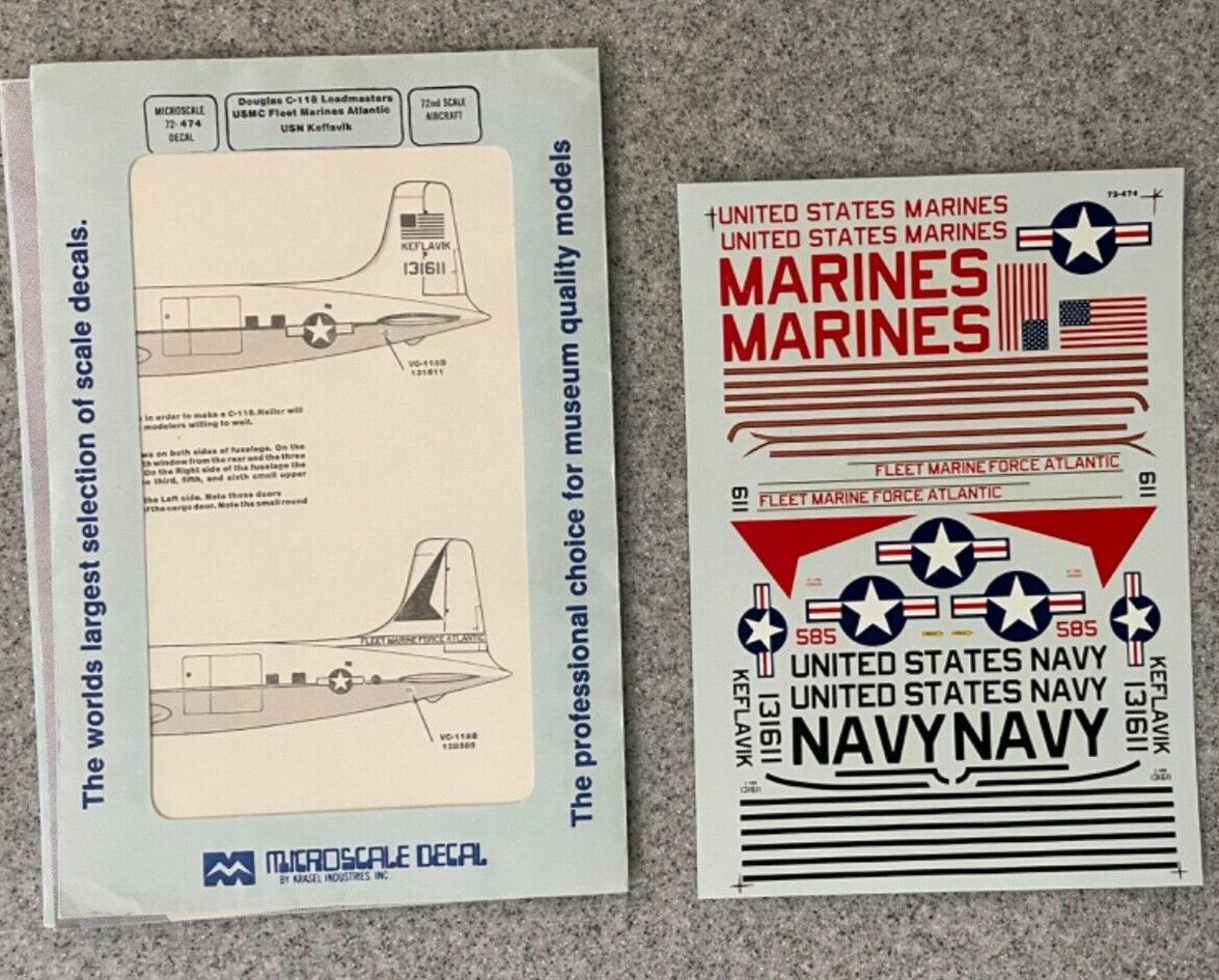 Microscale Decals 1:72 C-118B Loadmaster USMC USN for Heller 72-474 Microscale Decals 1:72 C-118B Loadmaster USMC USN for Heller 72-474