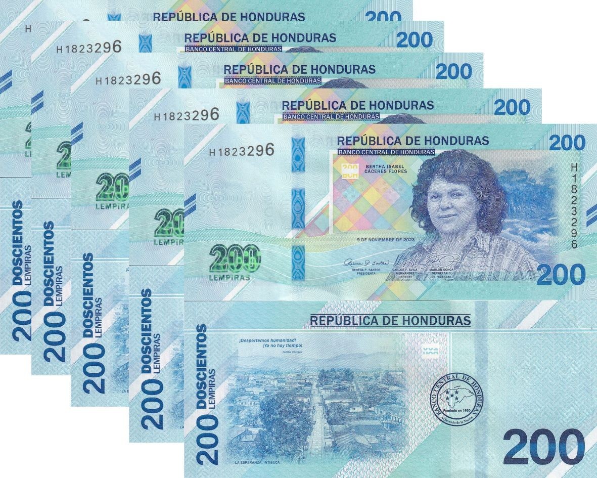 Honduras 200 Lempiras 2023 / 2026 P 114 NEW Color Design LOT 5 UNC NHB