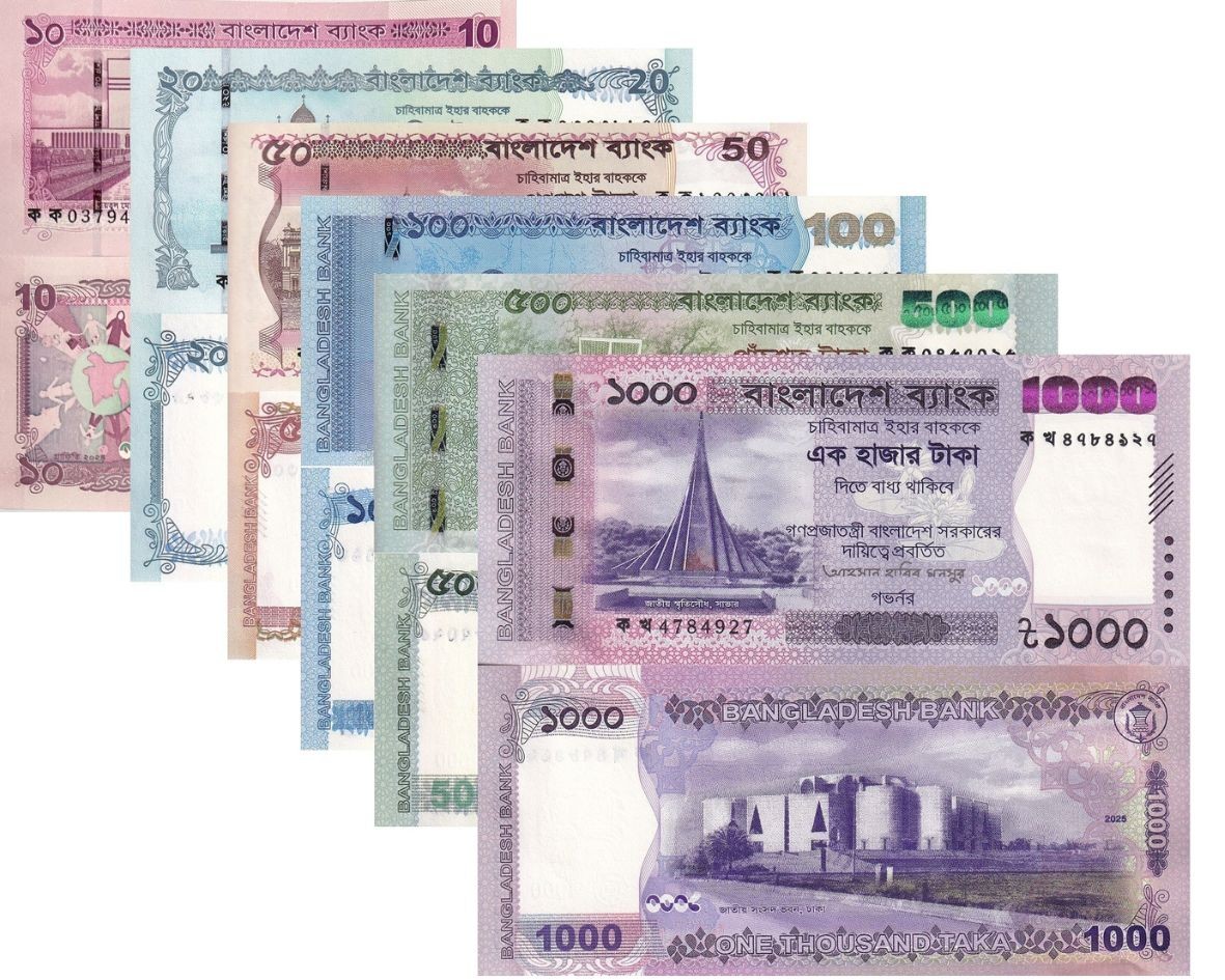 Bangladesh SET 6 UNC 10 20 50 100 500 1000 Taka 2025 2026 P 76 77 78 79-82 NHB