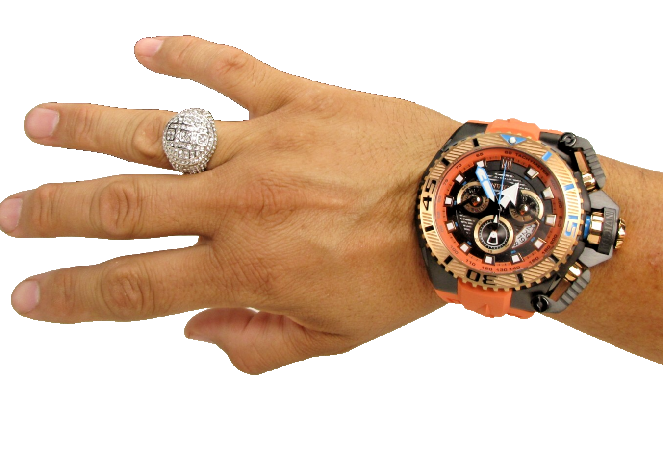 INVICTA クロノグラフ 腕時計 オレンジ Invicta Speedway GEARSHIFT 44mm Men's Chrono Orange Dial