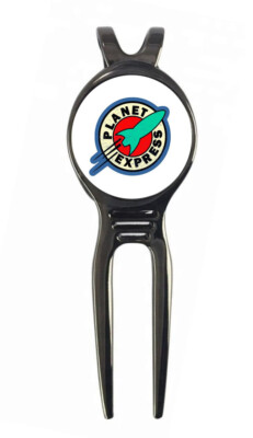 Planet Express Futurama Novelty Gift Golf Ball Marker+Black Gunmetal Divot Tool