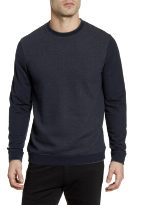 Ted Baker London Raket Textured Block Crewneck Navy Sweatshirt Size 5 $149