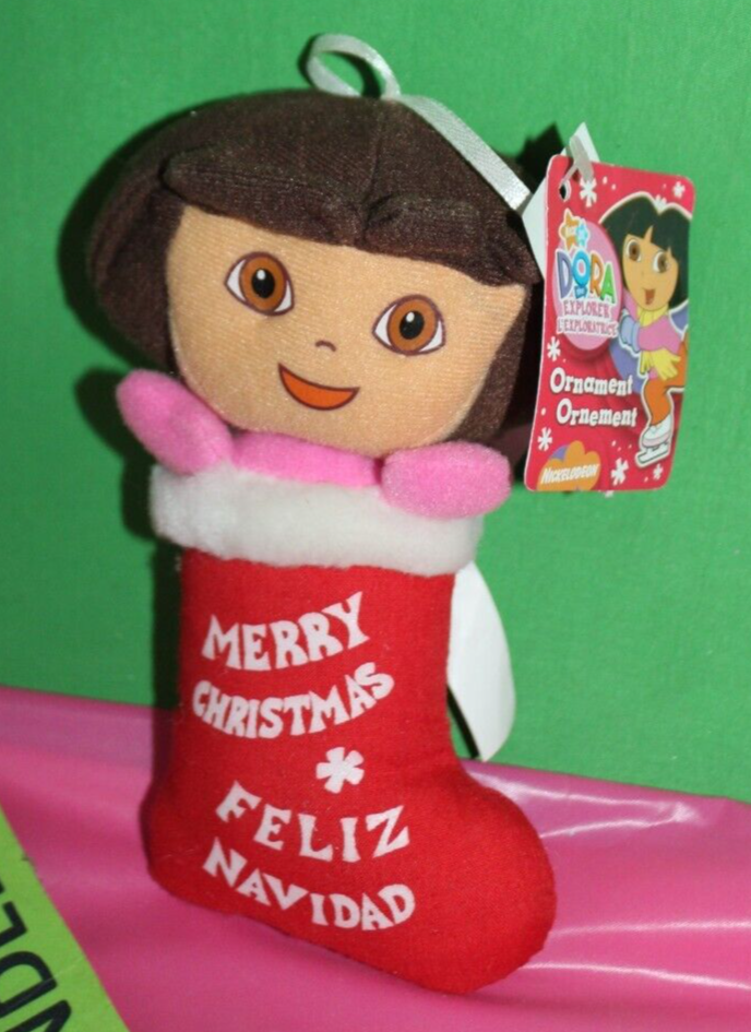 Dora The Explorer Plush Merry Christmas Feliz Navidad Stocking Holiday Ornament