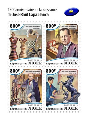Chess Jose Raul Capablanca MNH Stamps 2018 Niger S/S