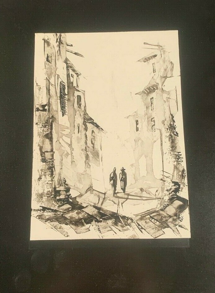 3 x Tusche Zeichnung auf Hochglanzpapier, unleserlich signiert, asiatisch