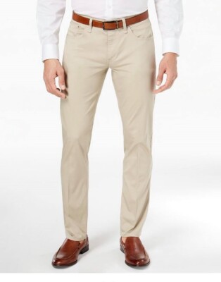 new $70 CALVIN KLEIN men's SLIM FIT Authentic FIVE POCKET PANT sz 34w 34l beige