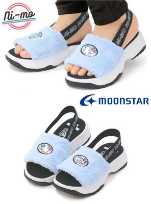 Moonstar Japan Women's Girls Fur Platform Sandals NI-MO NM J109 Sax From Japan