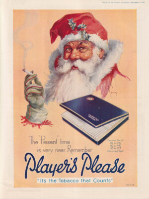 The Present time is very near Player's Please Cigarettes ad 1931 Santa Claus
