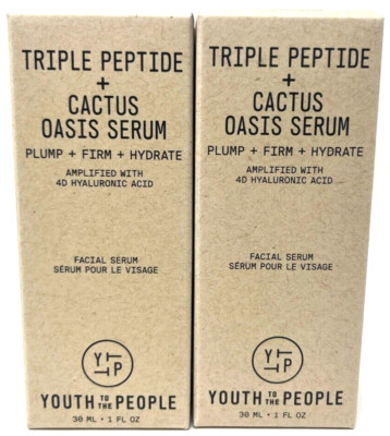 (2) Youth To The People Triple Peptide + Cactus Serum Facial Serum NIP 1 fl oz