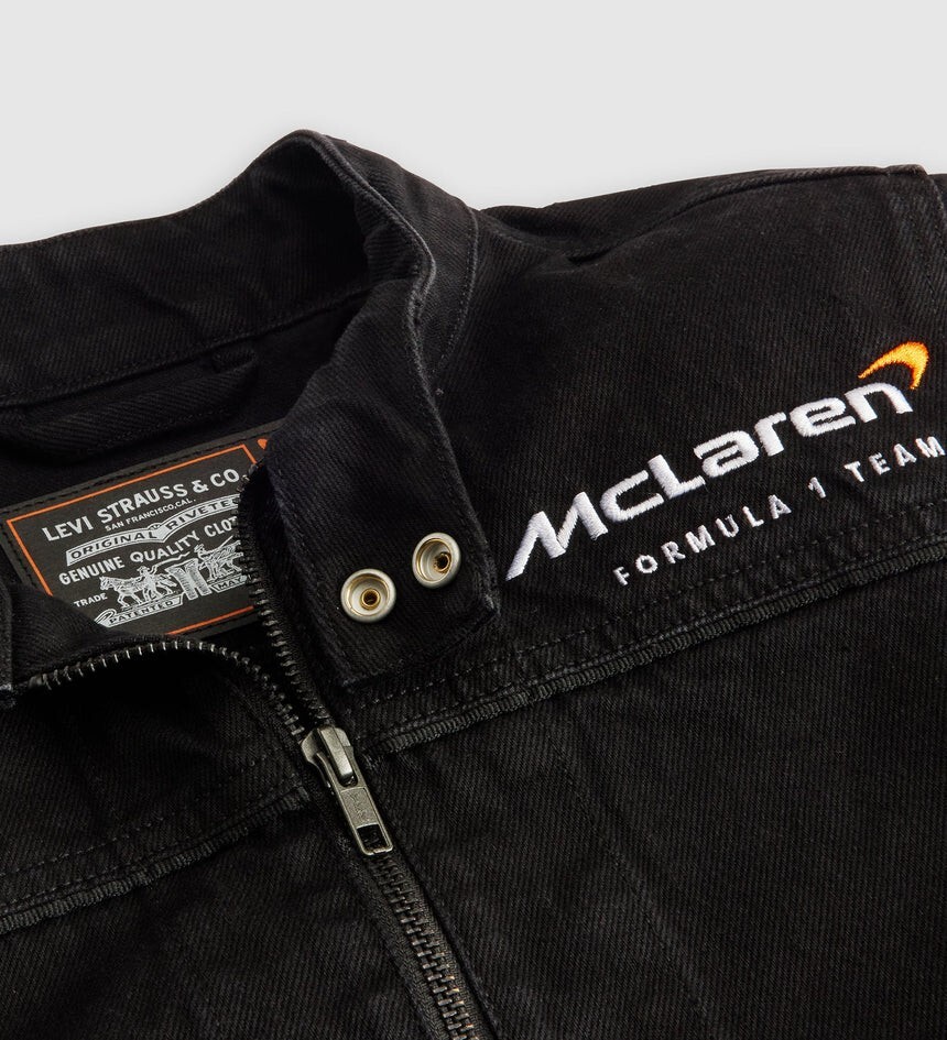Pre-owned Levi's X Mclaren Racing Speed Trucker Jacket Size M In Black