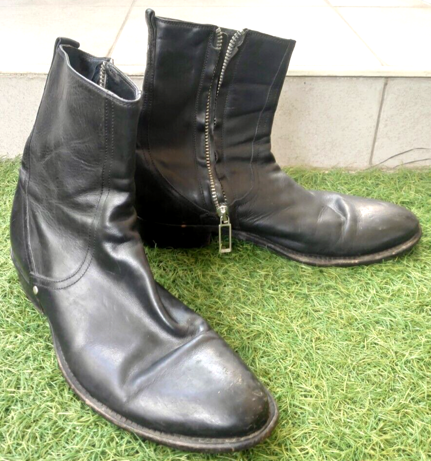 Hedi style leather ring boots