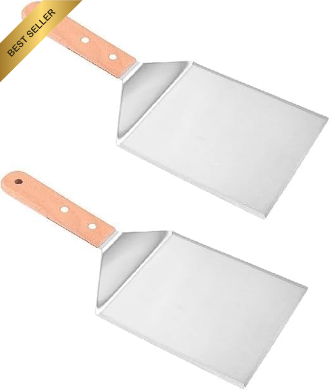 Metal Spatula Set of 2, Stainless Steel Griddle Hamburger Spatula, as Barbecue T