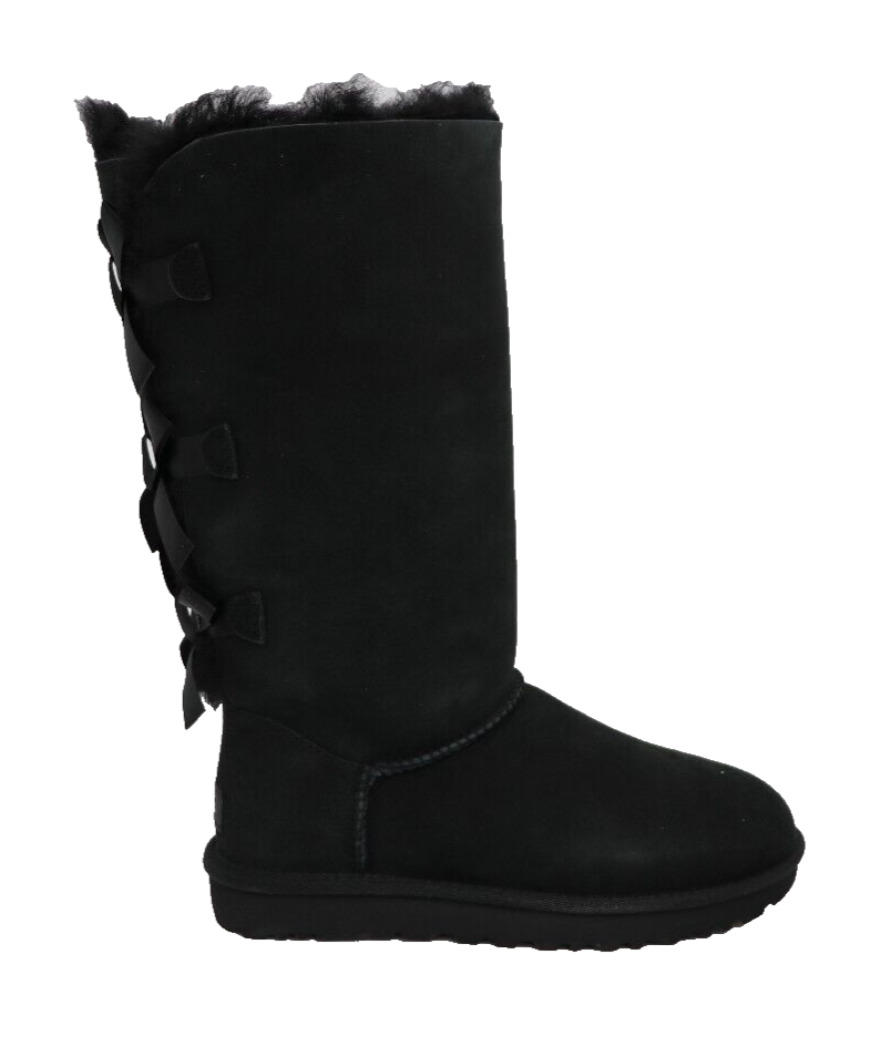

UGG Bailey Bow Tall II Тройные черные замшевые меховые сапоги женские с 1016434, Черный, UGG Australia Bailey Bow II