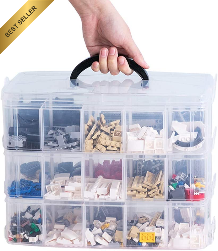 3-Layer Things & Crafts Storage Box with 30 Adjustable Compartments for Organizi